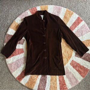 Brown Newport News velvet button-up jacket